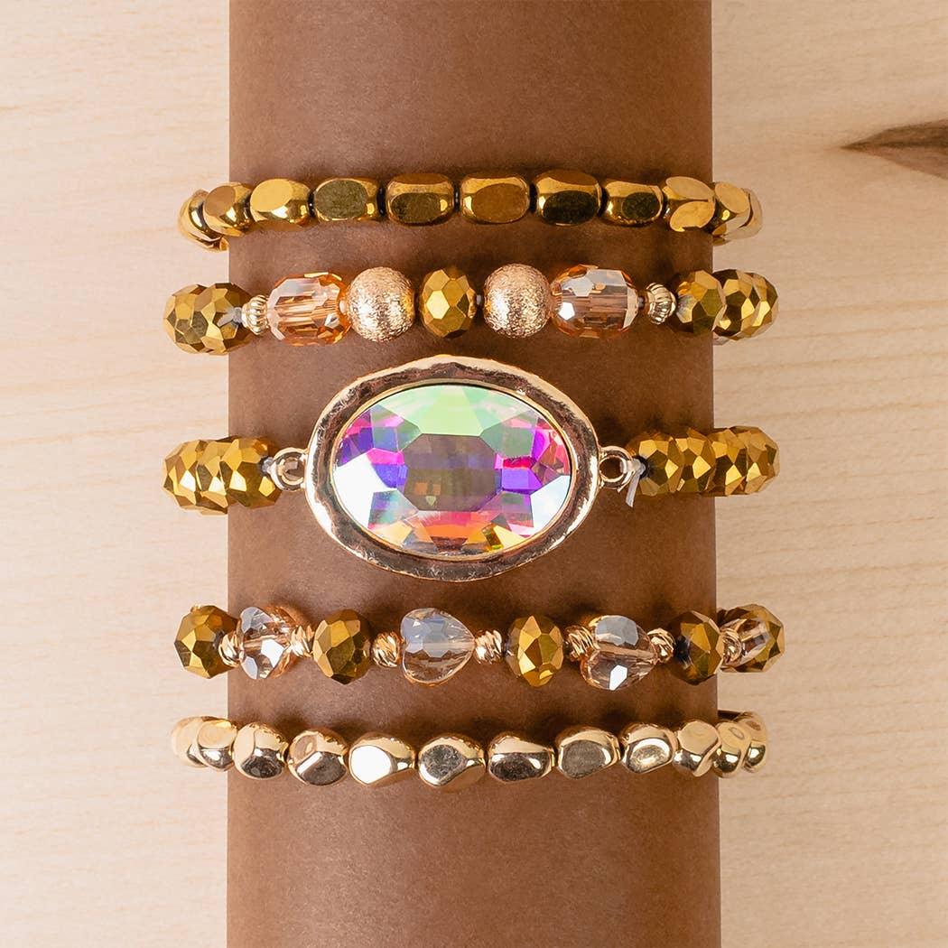 Crystal Beaded Stacked Bracelets - Southern Sassy Boutique