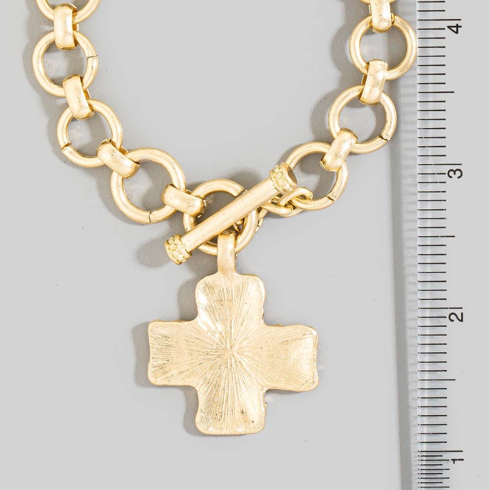Hammered Cross Toggle Bracelet