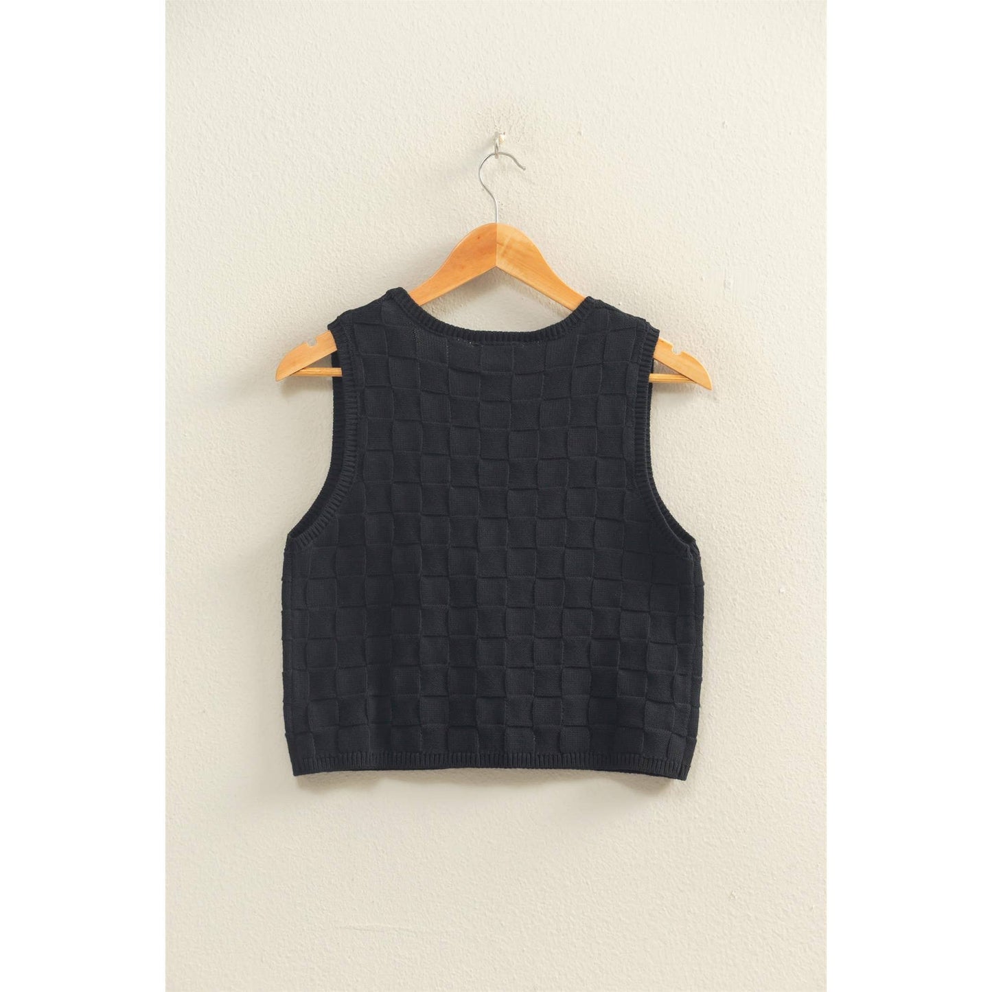 Basket Weave V-Neck Sleeveless Vest
