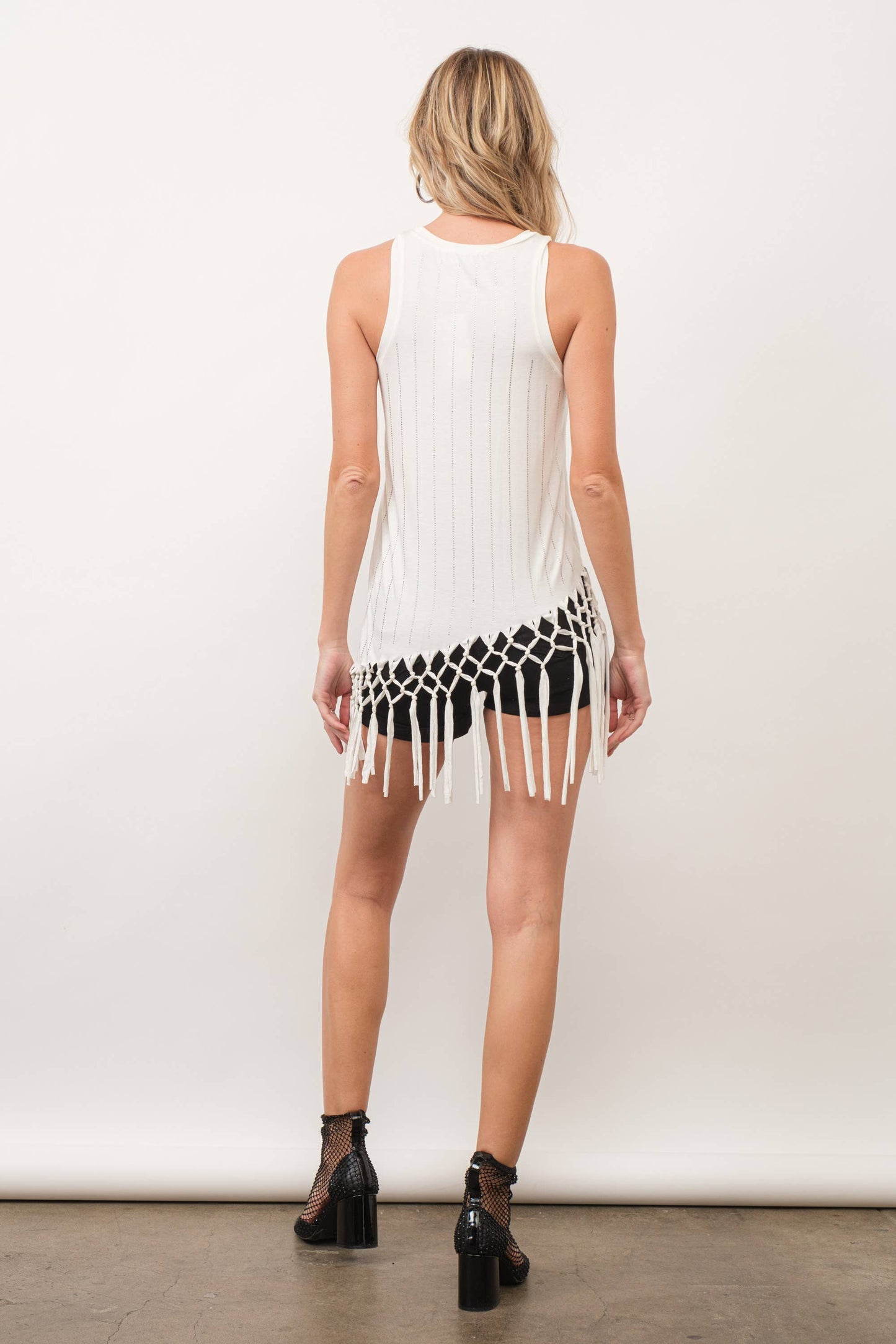 Rhinestone Hotfix Studded Stripe Jersey Tank