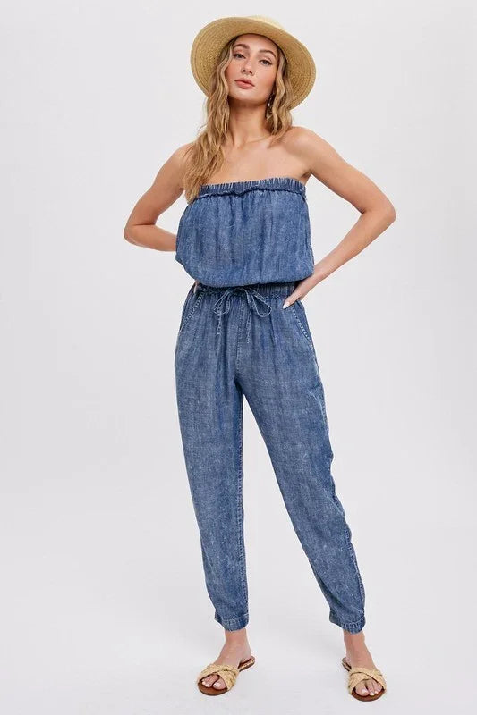 Acid Wash Tube Jumpsuit - Southern Sassy Boutique