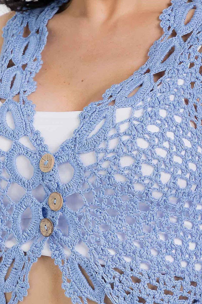 Crochet Button Down Vest