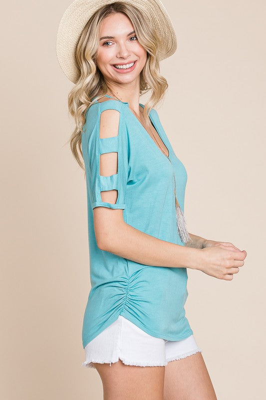 V-Neck Cut Out Casual Top