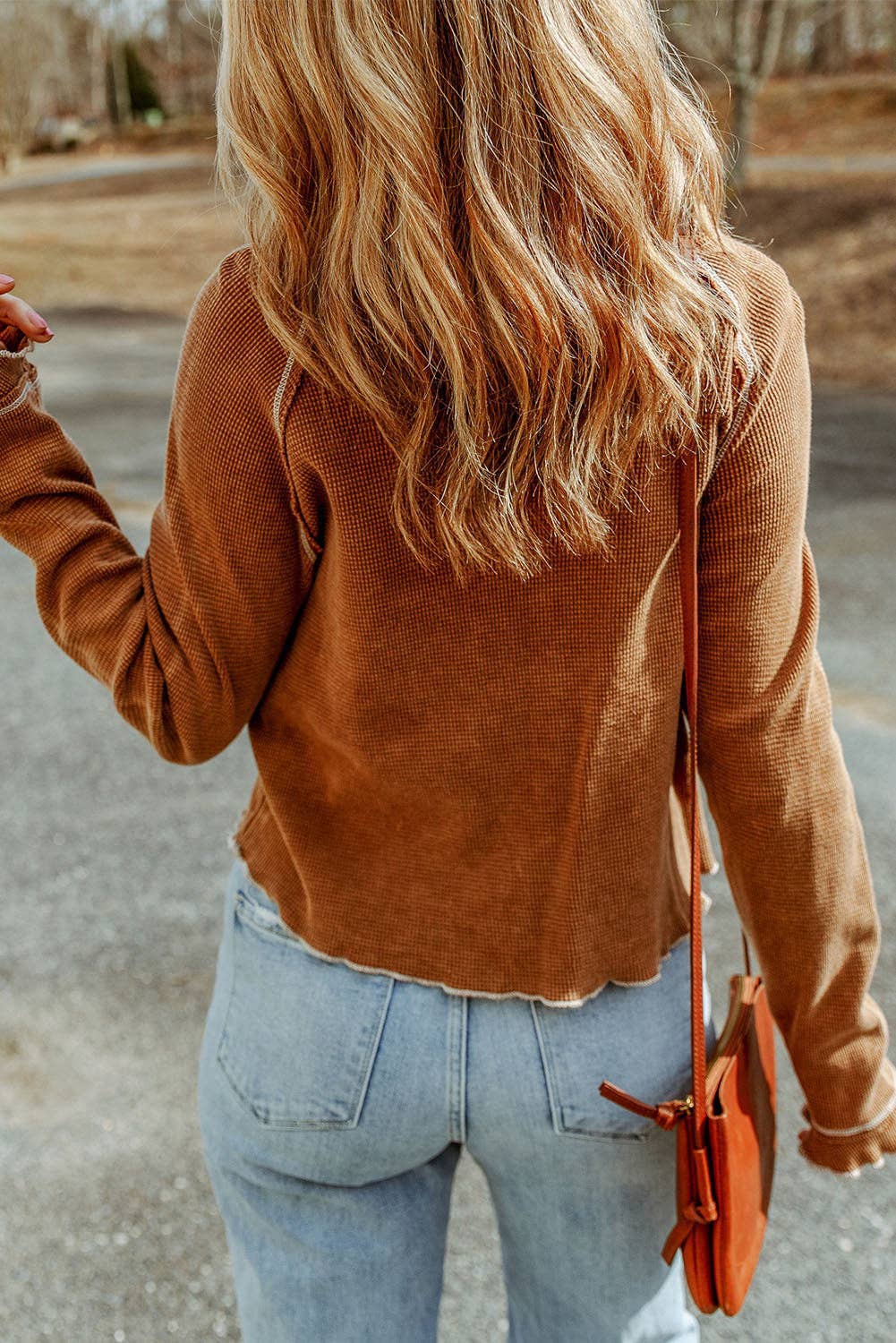 Waffle Knit Long Sleeve Top