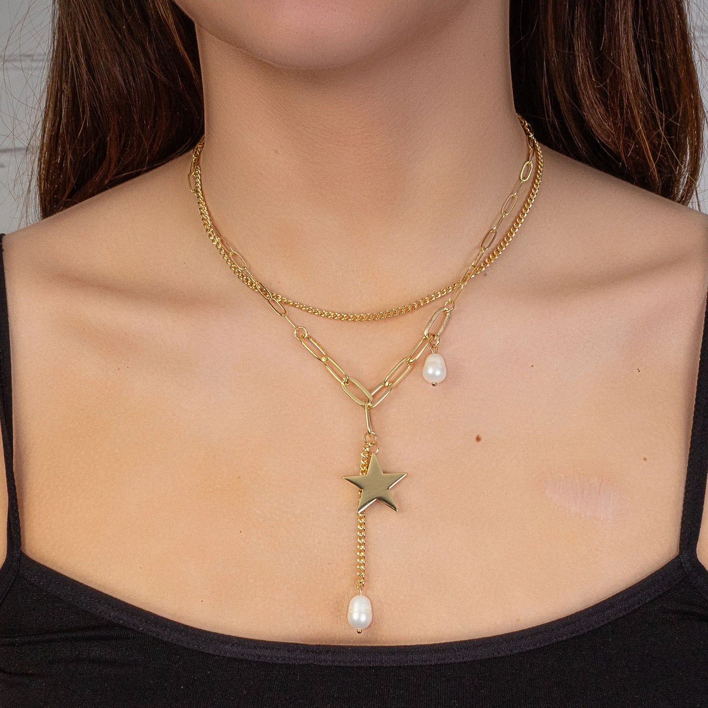 Pear & Star Drop Necklace