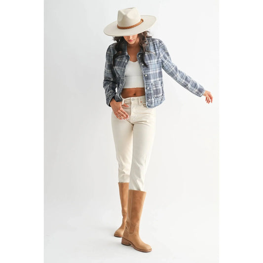PLAID DENIM JACKET - Southern Sassy Boutique