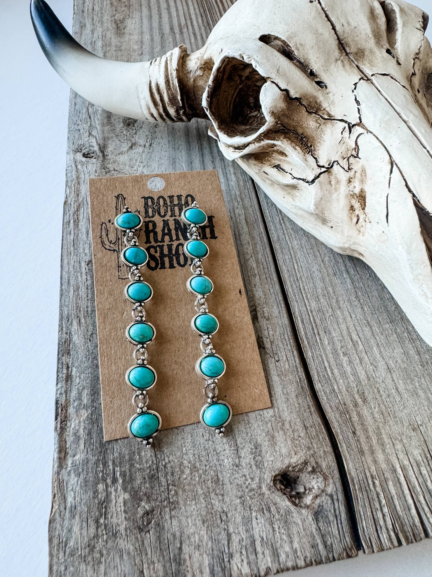 Western Stone Drop Stud Earrings