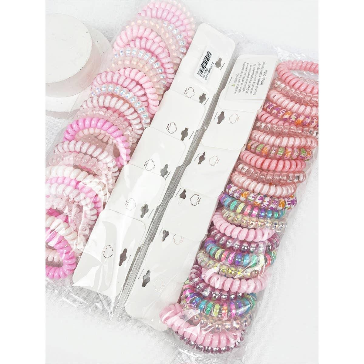 Pink Multi Design Spiral Hair Ties - Southern Sassy Boutique