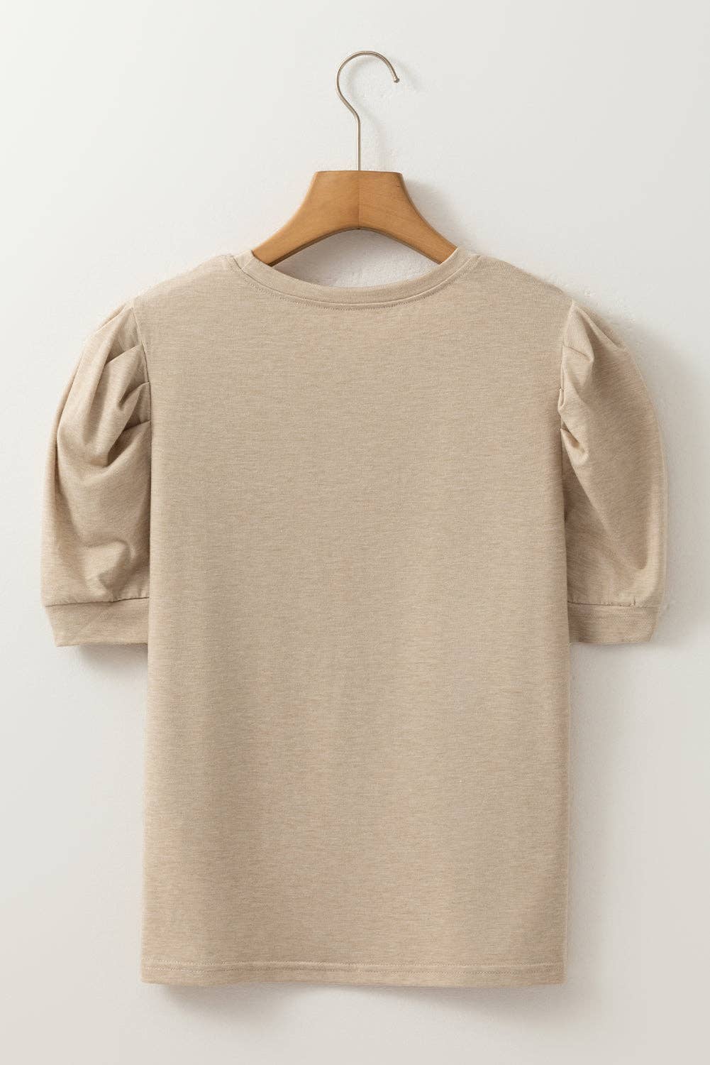 Solid Ruched Puff Sleeve T-Shirt