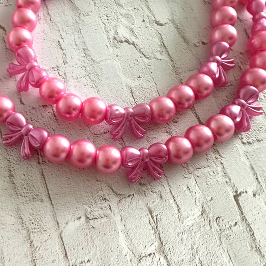 Beaded Phone Charging Cable 2 in 1 USB-C Cord Pink Bow