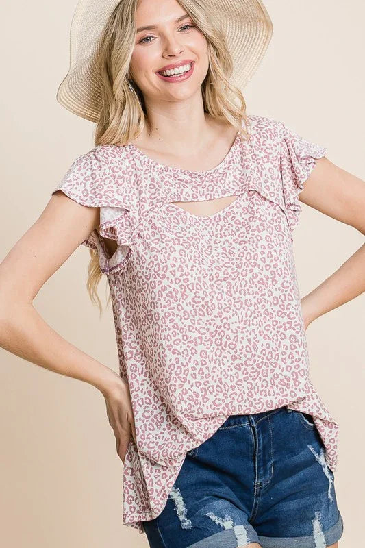 Animal Print Cut Out Tunic Top - Southern Sassy Boutique