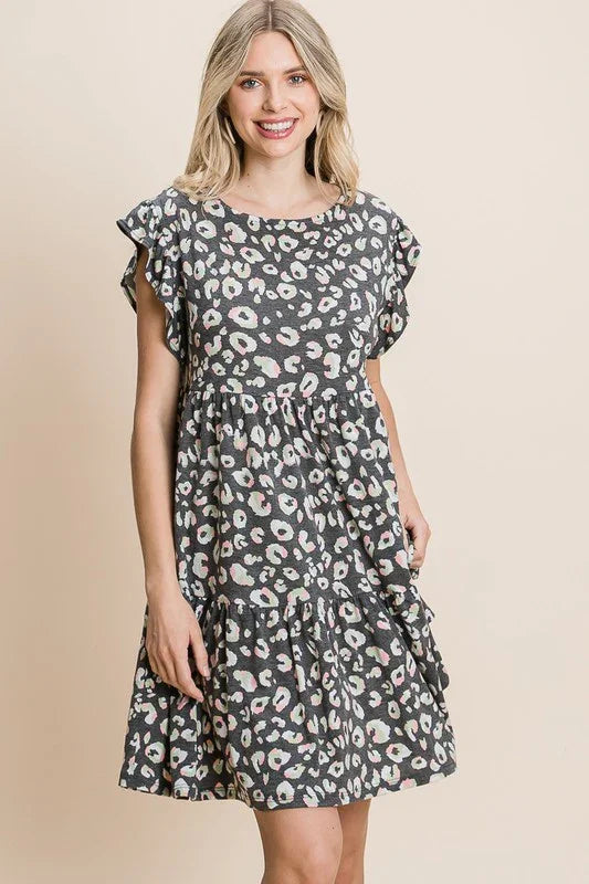 Animal Print Babydoll Dress - Southern Sassy Boutique