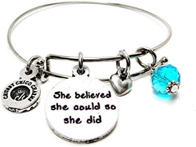 She believed she could so she did Bangle Expandable Bracelet - Southern Sassy Boutique