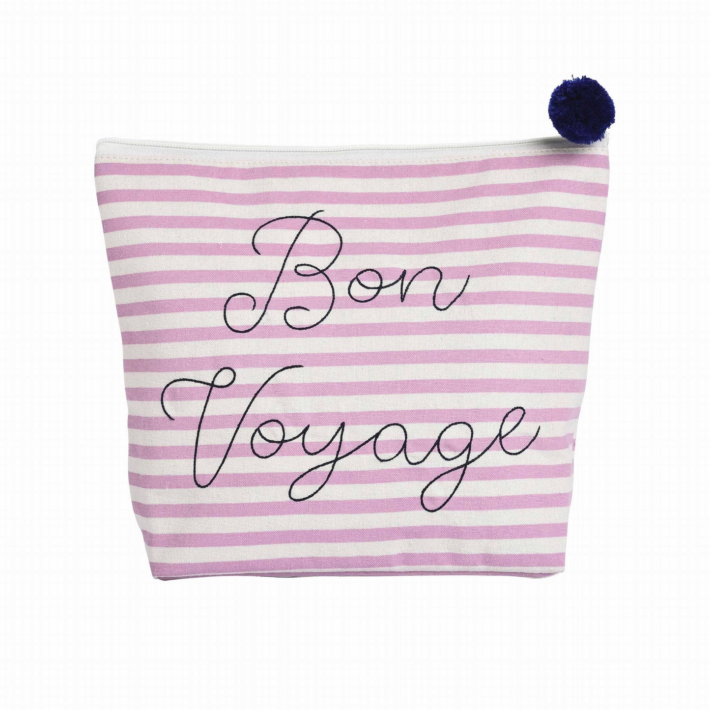 Large Cotton Blue Bon Voyage Cosmetic Bag - Southern Sassy Boutique