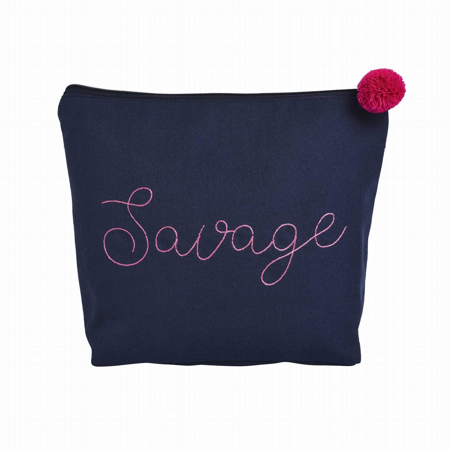 Large Cotton Navy Savage Cosmetic Bag - Southern Sassy Boutique