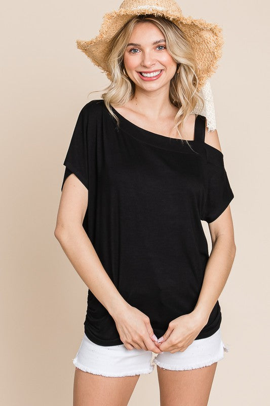 Solid Open Shoulder Top
