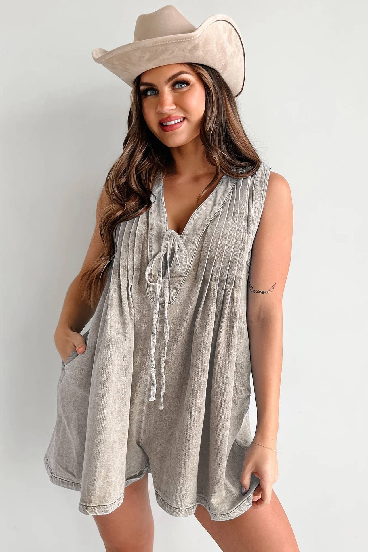 Sleeveless Top & Shorts Denim Jumpsuit