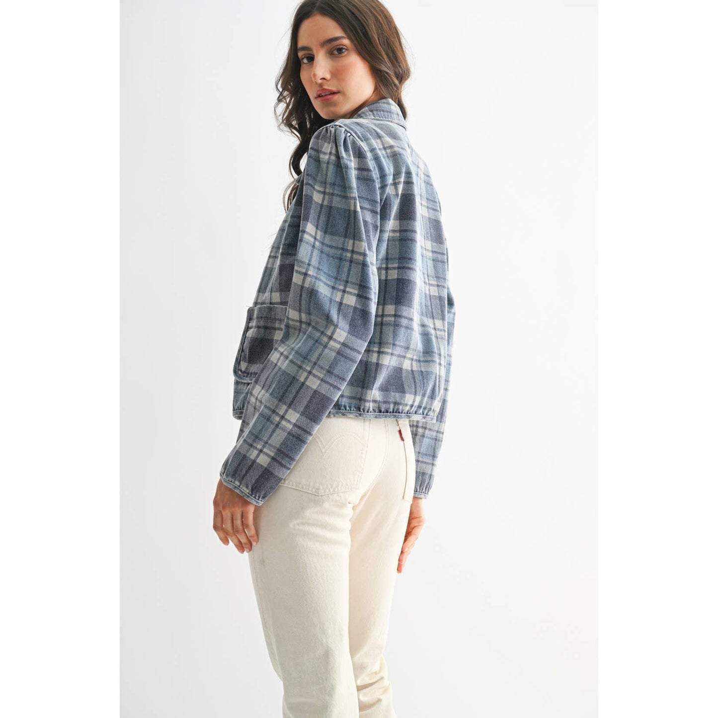 PLAID DENIM JACKET - Southern Sassy Boutique