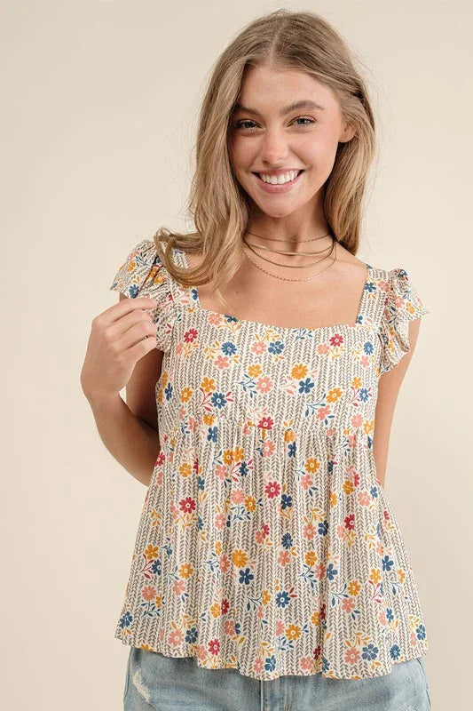Floral Print Button Down Top - Southern Sassy Boutique