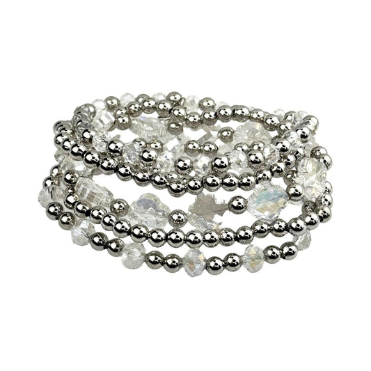 Crystal and silver bead bracelet set - Southern Sassy Boutique
