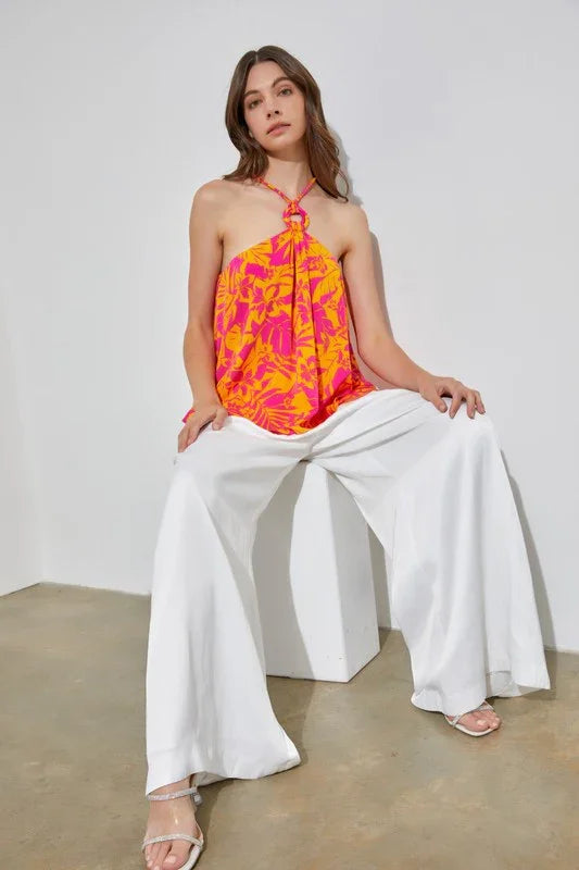 Tropical O-Ring Halter Top - Southern Sassy Boutique