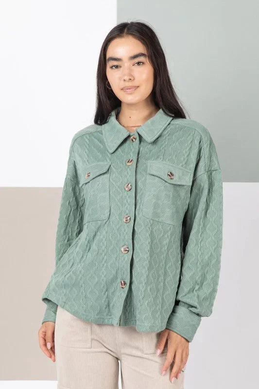 Cable Knit Casual Jacket - Southern Sassy Boutique