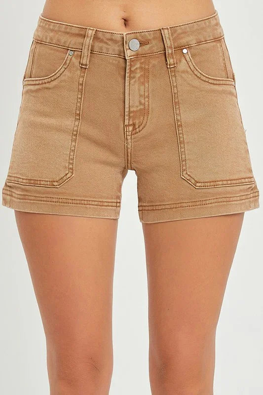 Mid Rise Front Patch Pocket Shorts - Southern Sassy Boutique