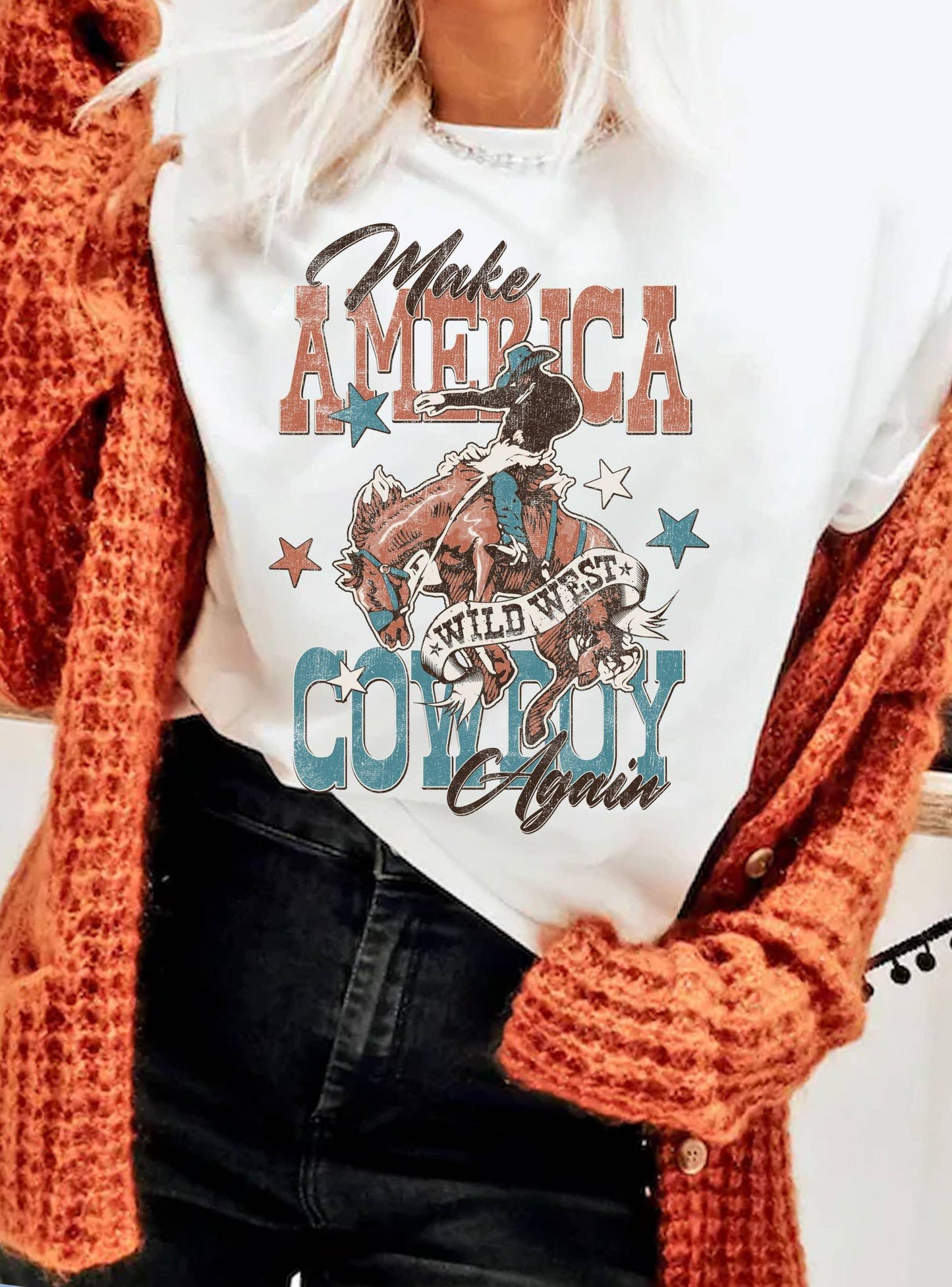 MAKE AMERICA COWBOY AGAIN GRAPHIC TSHIRTS - Southern Sassy Boutique