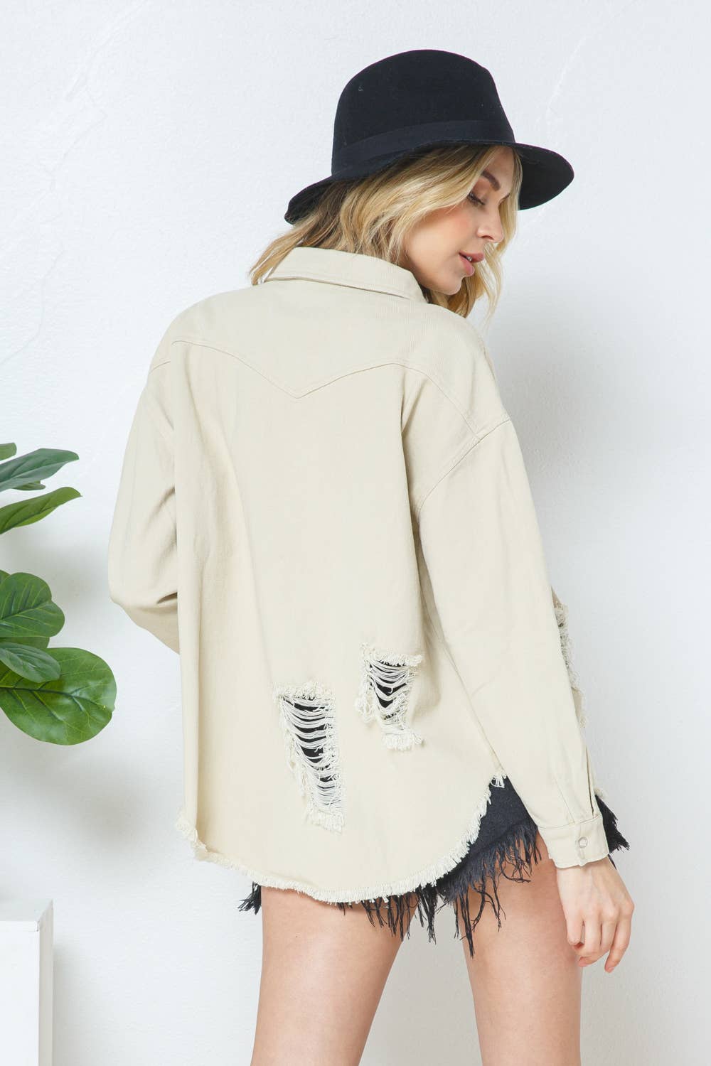 Twill Ripped Distressed Jacket