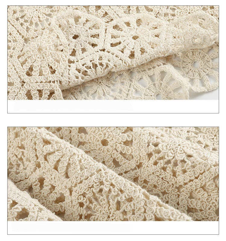 Vintage Embroidery Hollow Out Crochet Knit Vest