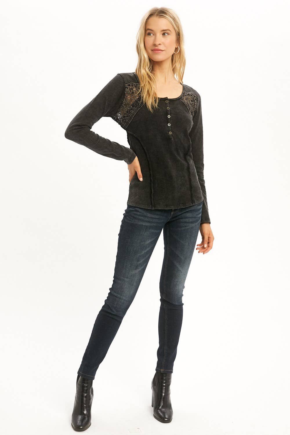 Lace Button Detail Top