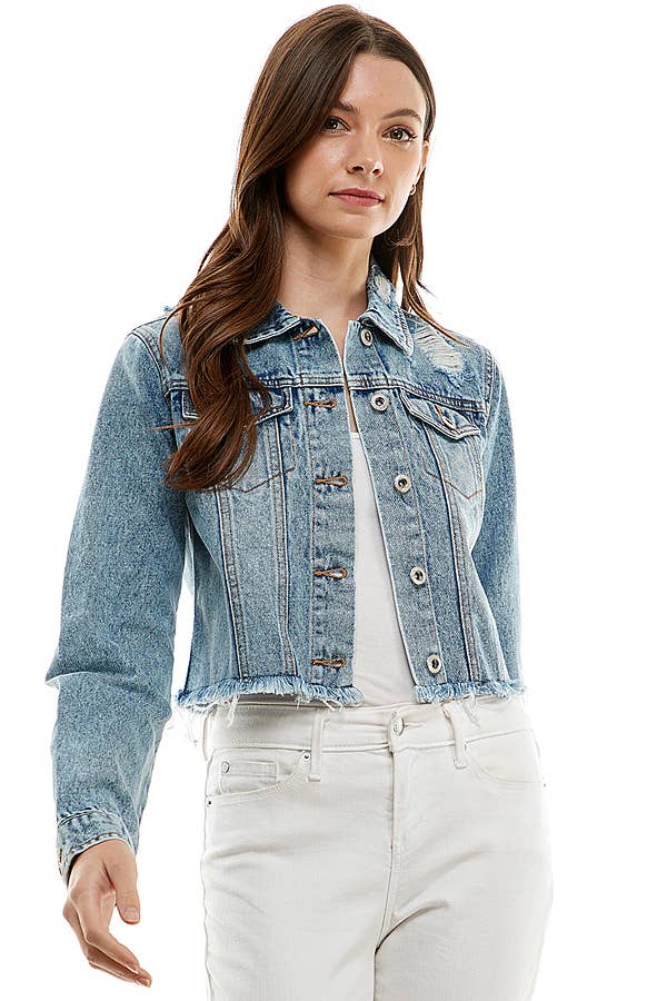 Ladies Distressed Denim Jacket