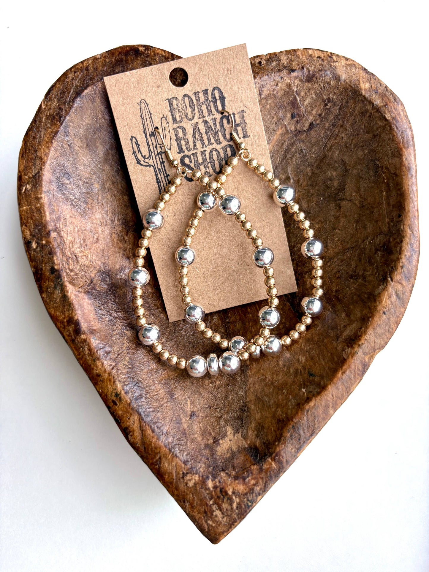 Pearl Bead Statement Teardrop Hoop Dangle Drop Earrings