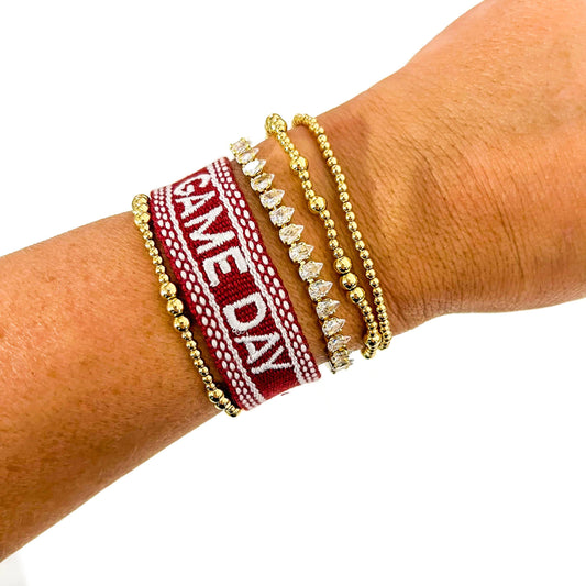 Burgundy Maroon Game Day Embroidered Bracelet - Southern Sassy Boutique