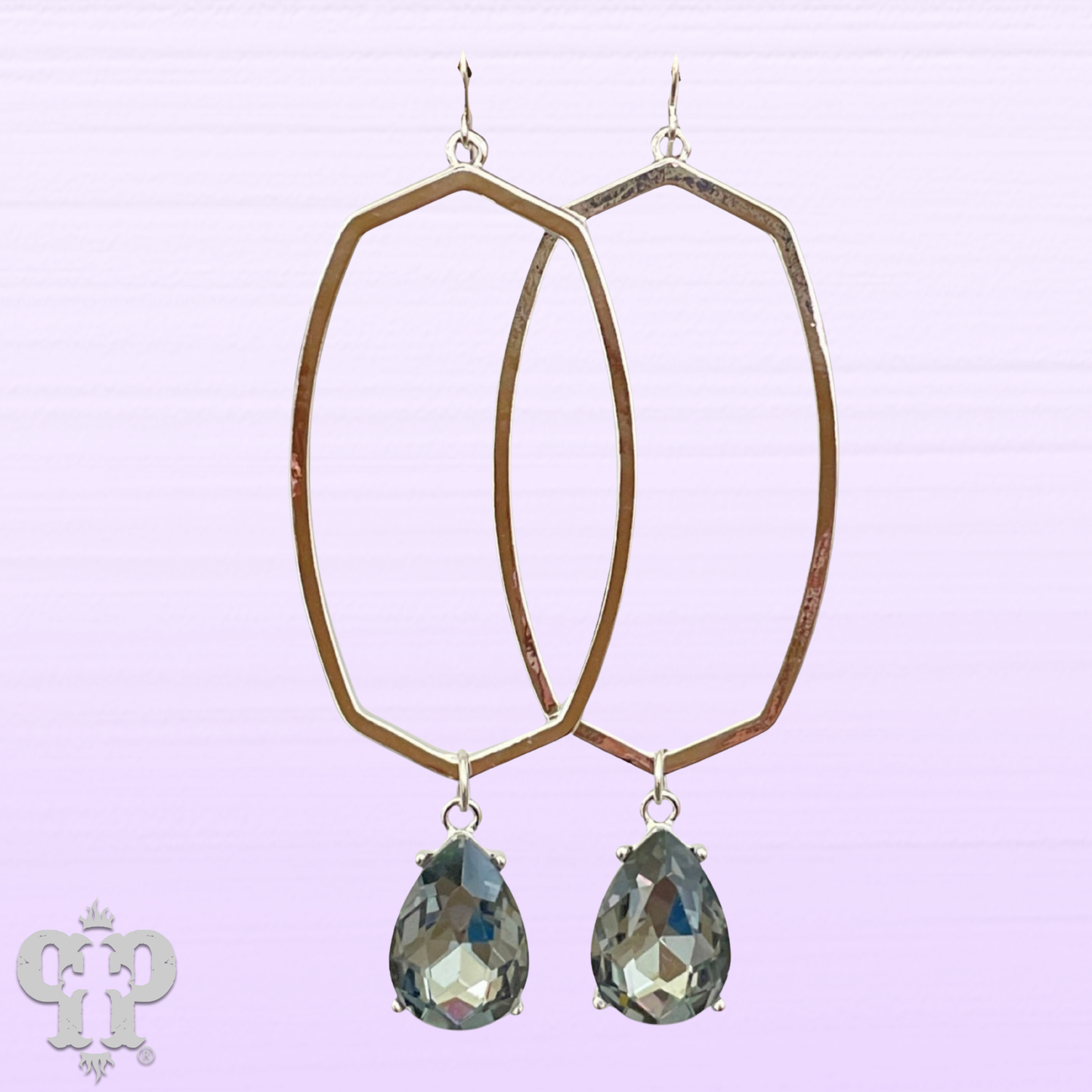Hexagon and teardrop charm earring