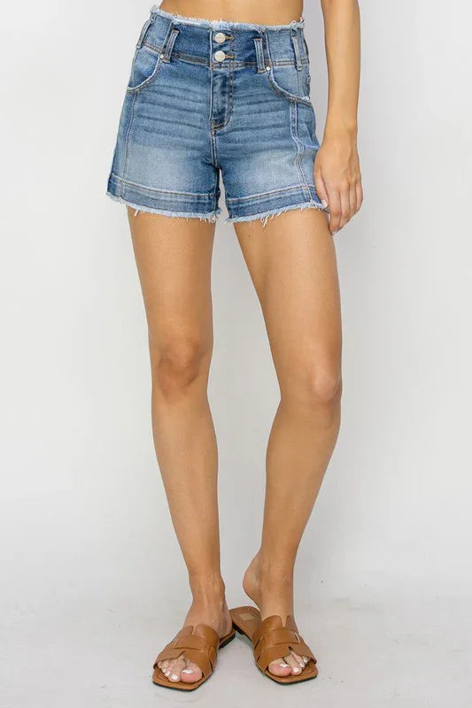 High Rise Seam Detailed Shorts - Southern Sassy Boutique
