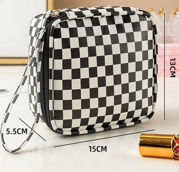 Checker Cosmetic Makeup Travel Pouch