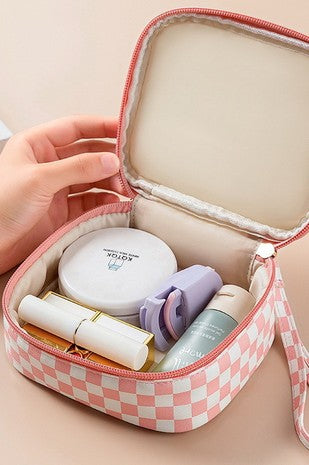 Checker Cosmetic Makeup Travel Pouch