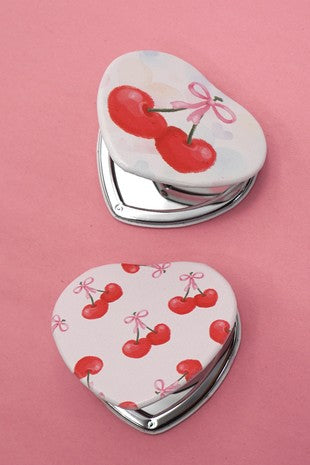 HandHeld Compact Cherries and Bows Travel Mirror