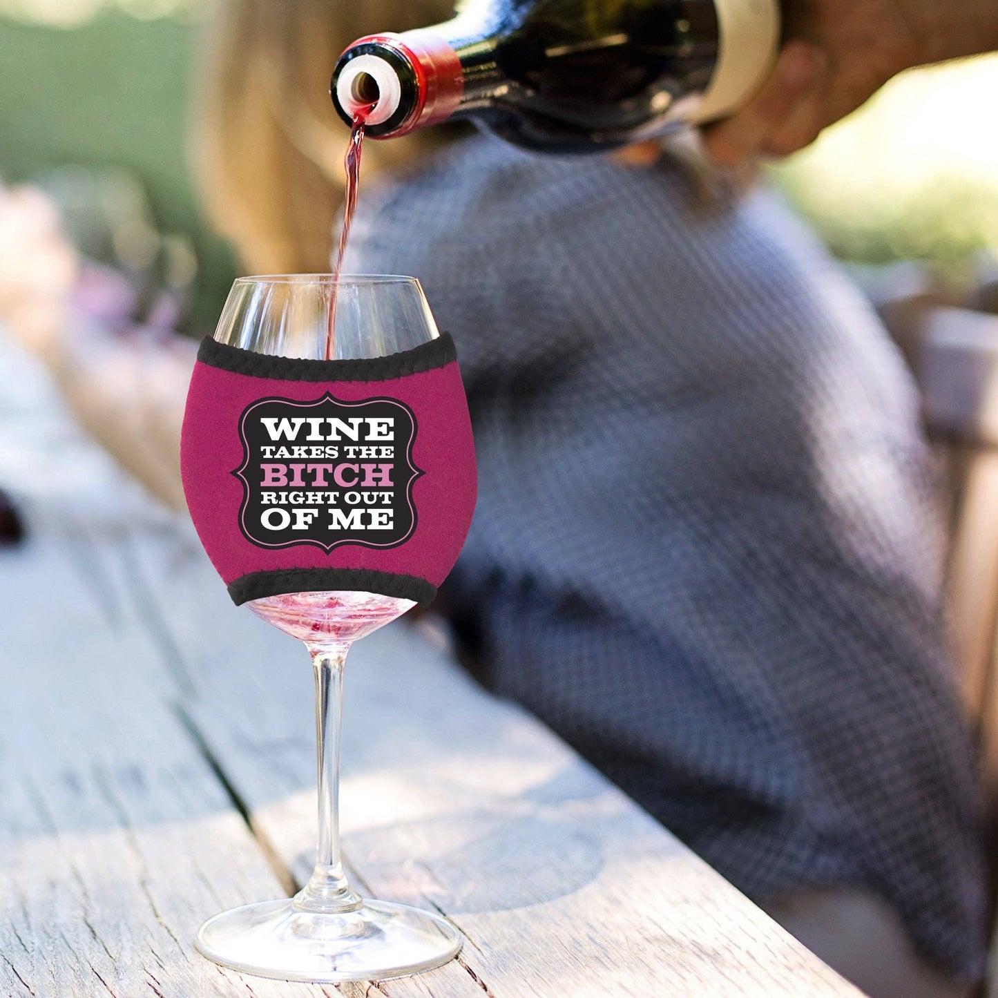 Wine Takes the Bitch Wine Glass Sleeve