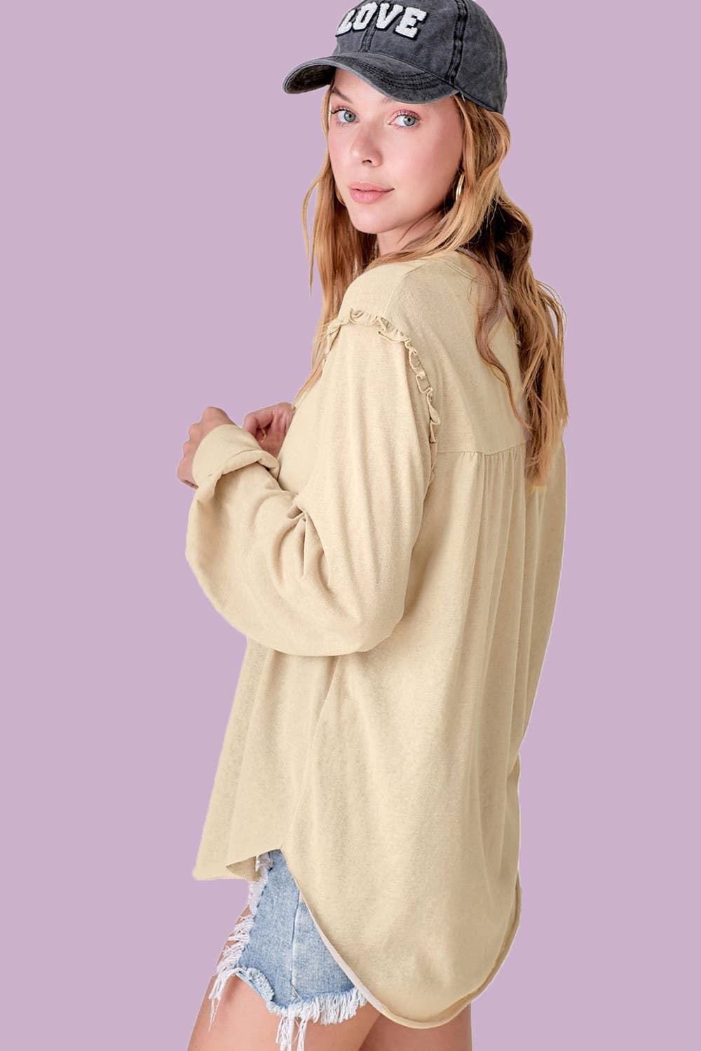 Balloon Sleeve Ruffle Detailed Long Sleeve Top