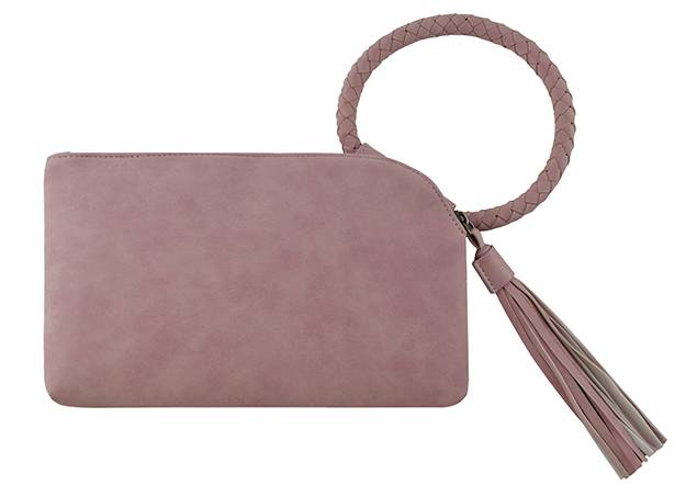 Tweed Cuff Handle Tassel Wristlet/Clutch