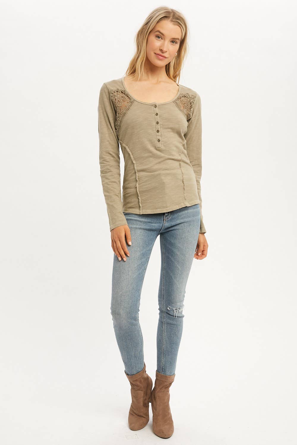 Lace Button Detail Top