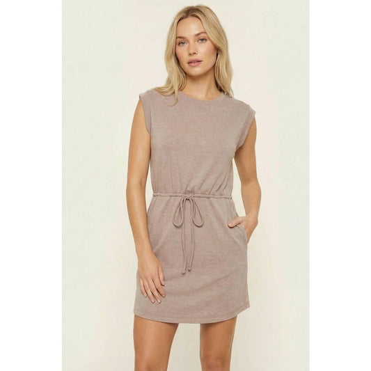 Drawstring Terry Dress
