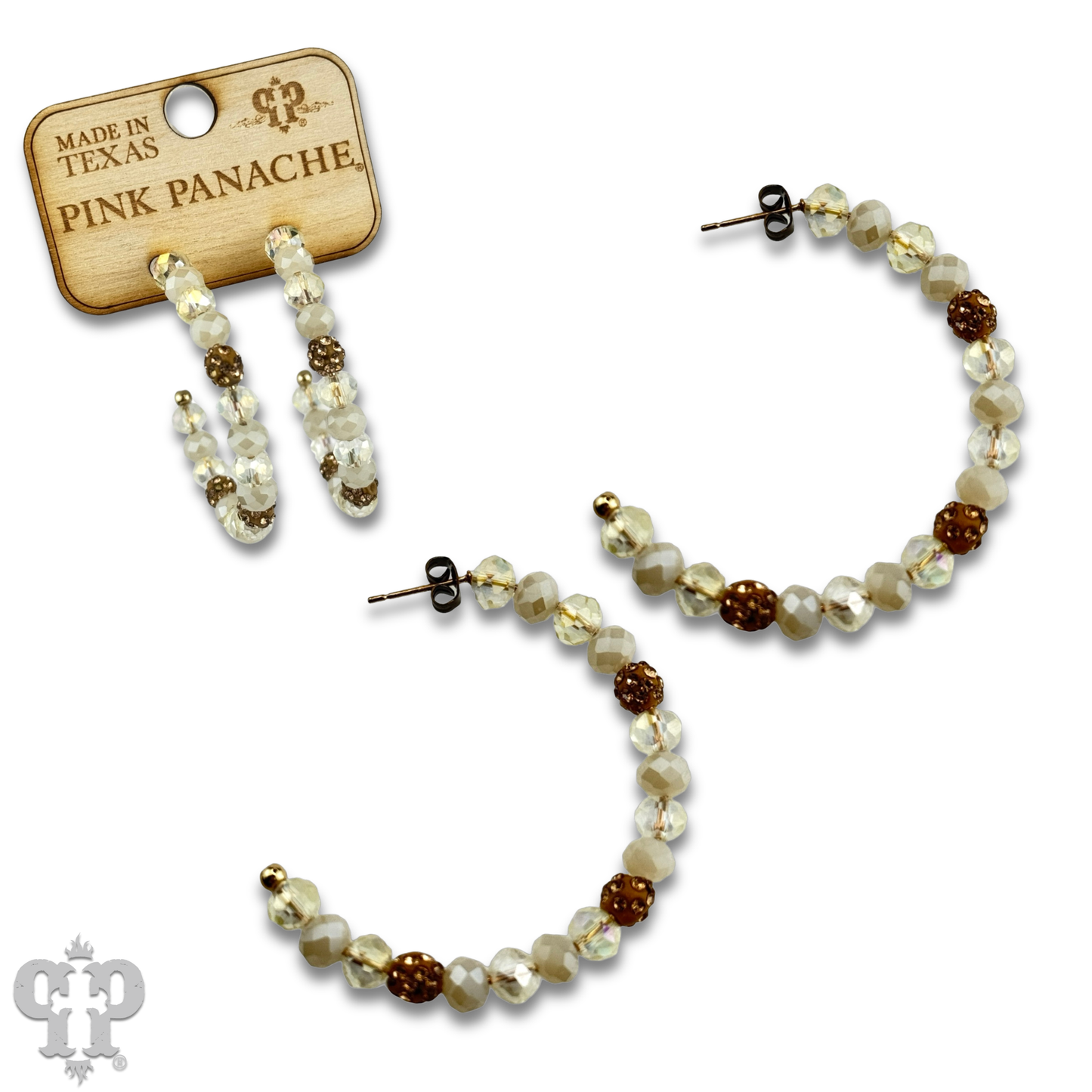 Faceted bead hoop earring