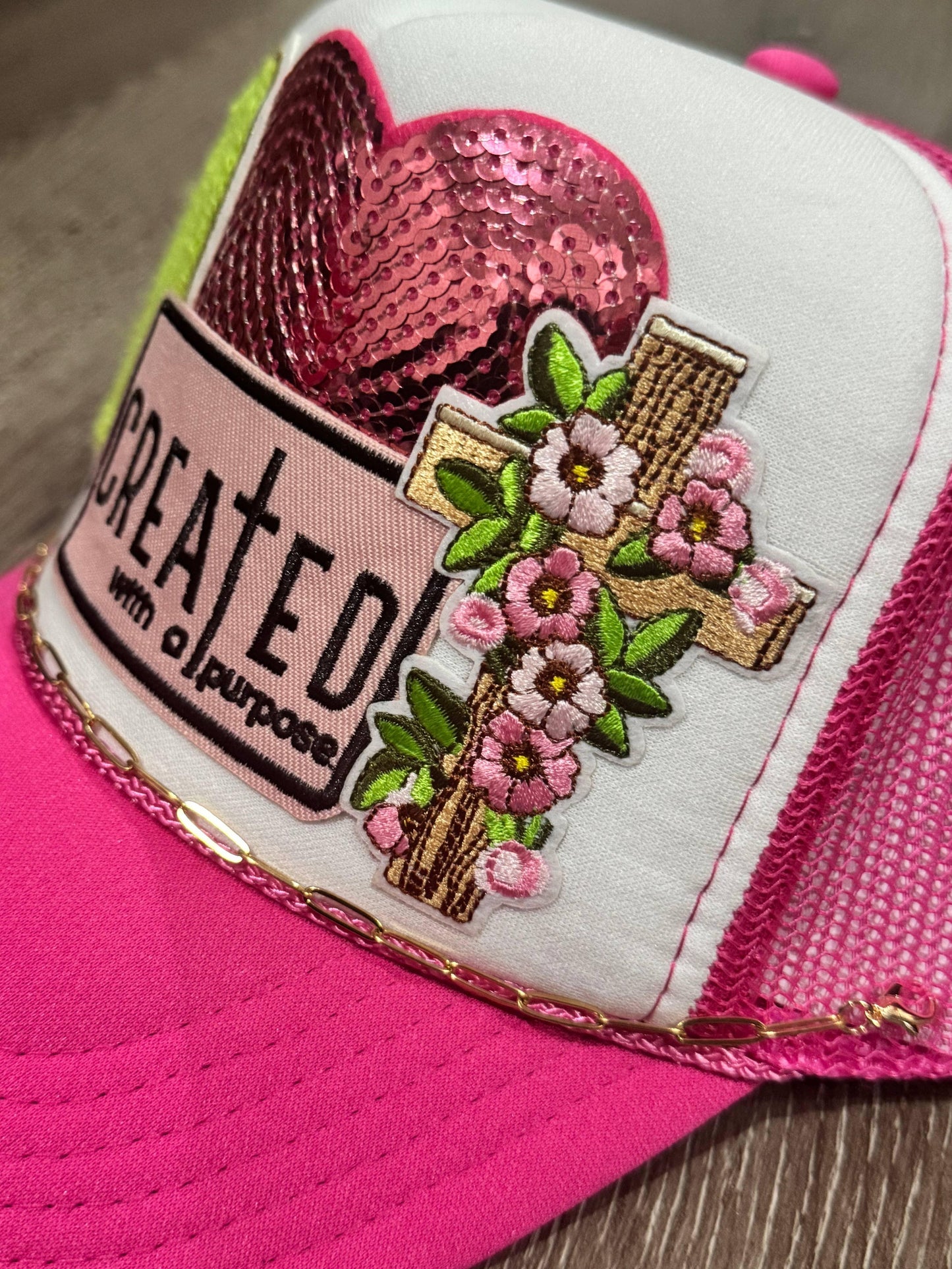 Created with a Purpose Christian Faith Trucker Hat - Southern Sassy Boutique