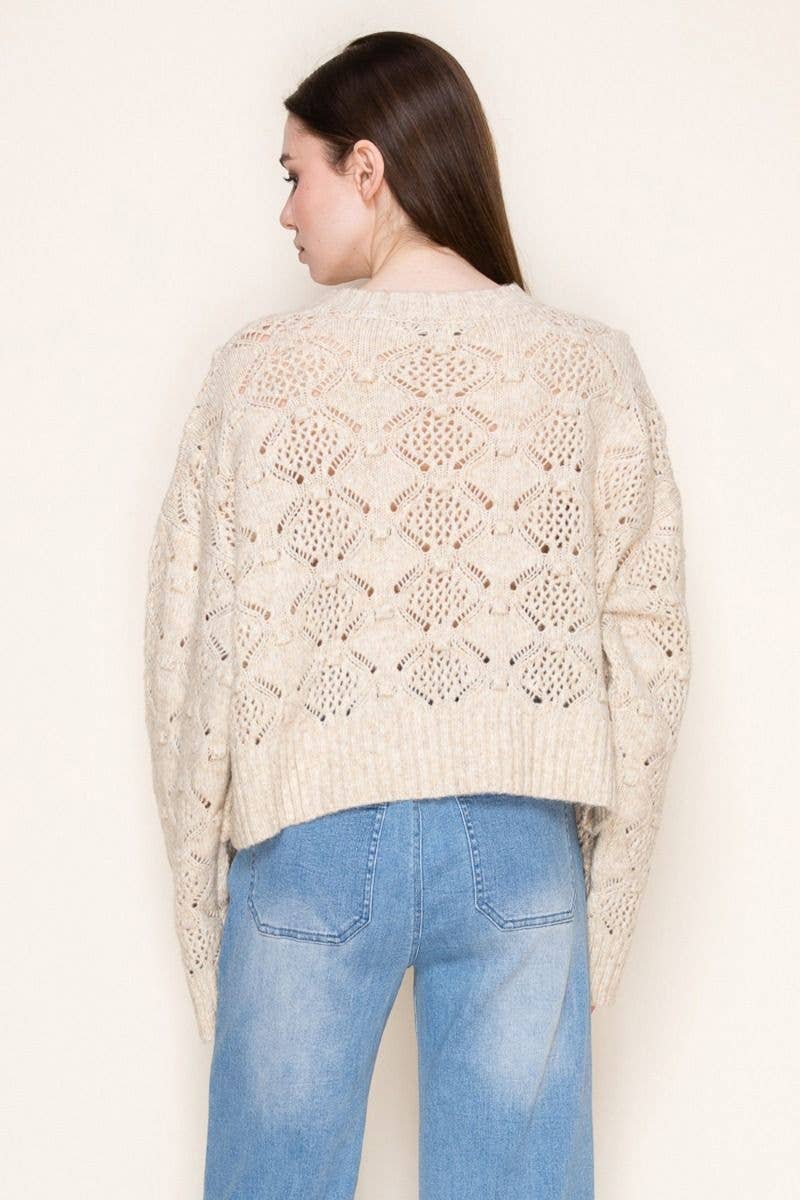 Long Sleeve Solid Knit Top with Side Buttons