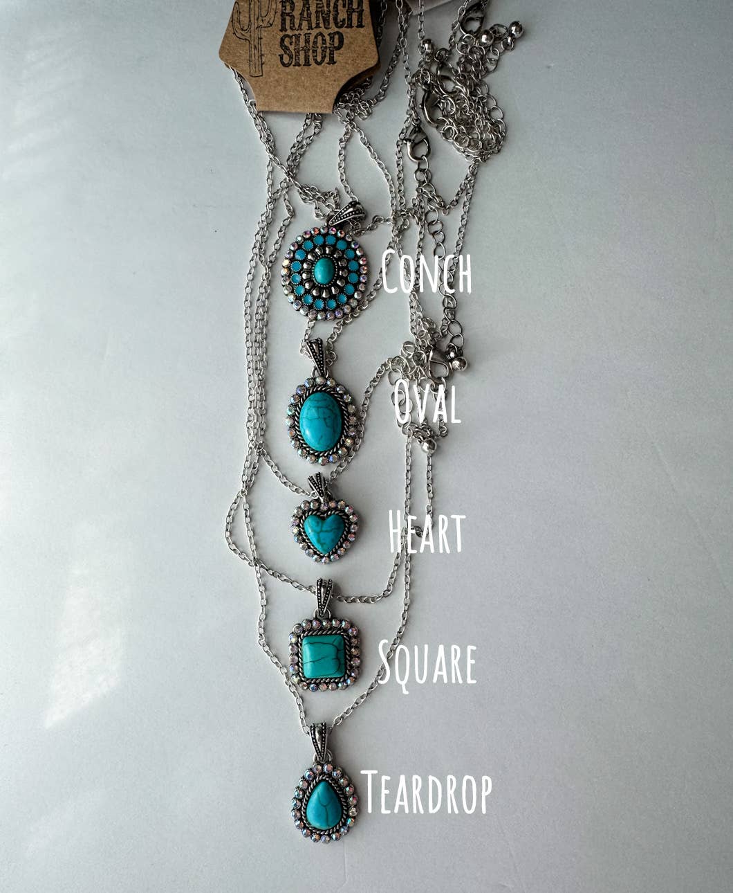Western Semi Stone Rhinestone Heart Necklace