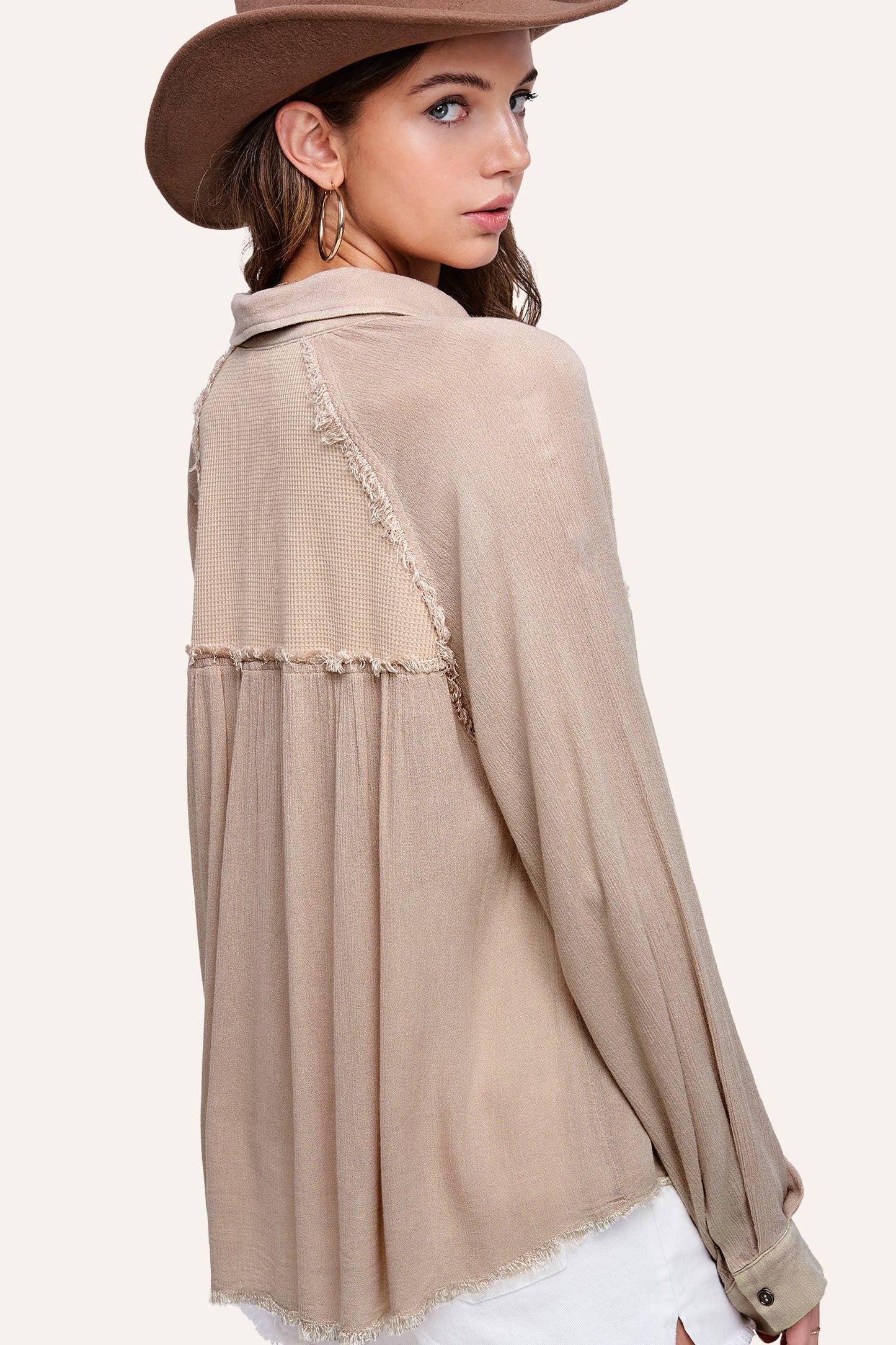 Soft Washed Button Down Waffle Textured Gauze Shirts - Southern Sassy Boutique