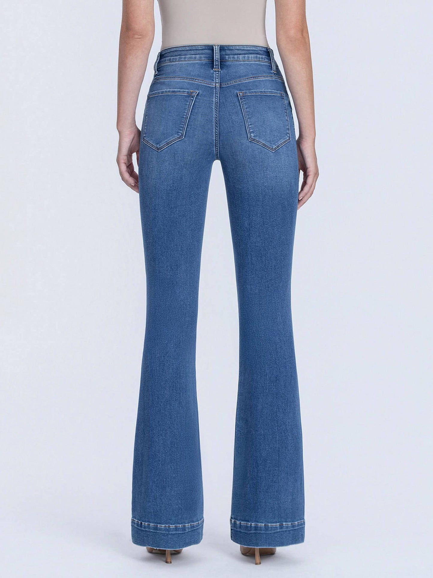 SUPER HIGH RISE TROUSER HEM FLARE JEANS LV1955 - Southern Sassy Boutique